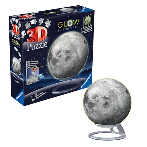 Ravensburger 3D Puzzle 11586 - Puzzle-Ball Der Mond - leuchtet im Dunkeln, dekorativer Glow-in-The-Dark Puzzleball aus 3D Puzzleteilen Erwachsene und Kinder ab 6 Jahren