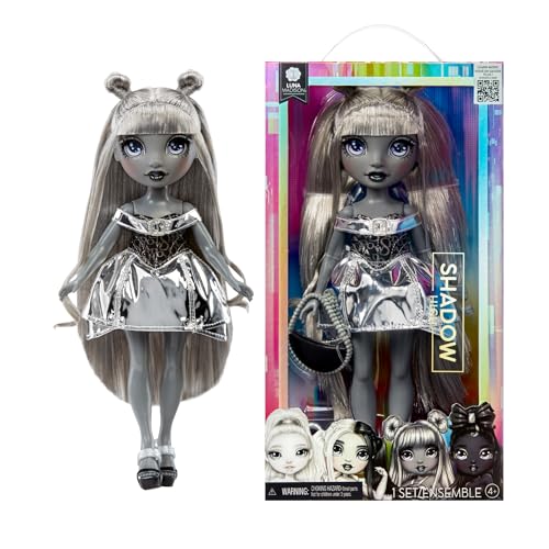Rainbow High Shadow High Luna Madison - 28 cm Modepuppe in Grauschattierungen, Graues Haar, Metallic-Graues Outfit, Stylische Handtasche, Süßes Geschenk für Kinder von 4-10 Jahren