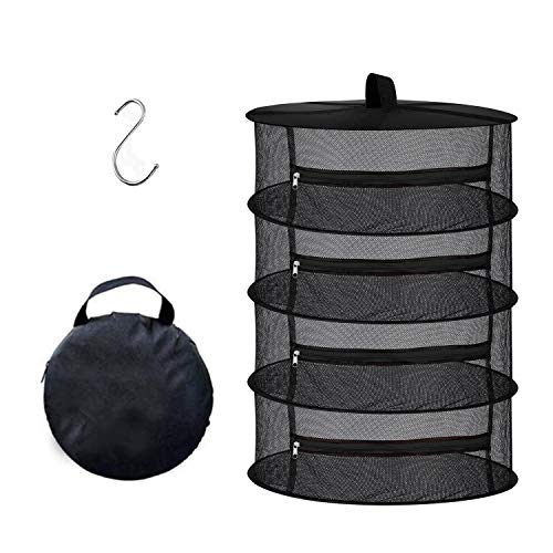 Desy & Feeci Trockennetz Kräuter 4-lagiges Hängendes Trockengestell mit Reißverschluss – für Kräuter, Obst, Gemüse & Blüten, 60x80cm, Schwarz