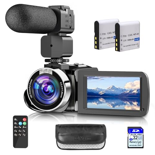 Hojocojo Videokamera 4K 42MP Camcorder 18X Digital Zoom Kamera Recorder für YouTube 3.0 Zoll LCD Bildschirm Vlogging Kamera mit 2 Batterien, SD-Karte, LED-Fülllicht, Fernbedienung