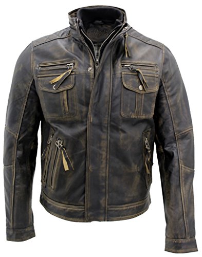Product image Infinity Herren Schwarz warmen Jahrgang Brando Bikerjacke aus Leder L