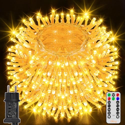 Ollny Lichterkette außen 40M 400 LED Lichterkette warmweiß 8 Modi mit Fernbedienung IP44 Wasserdicht Timer Lichterkette innen außen Party Hochzeit Ostern Garten