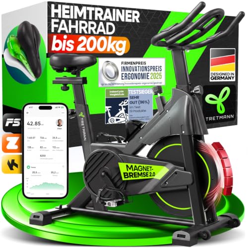 NEU Tretmann Heimtrainer Fahrrad 200 kg belastbar + APP - extra bequem