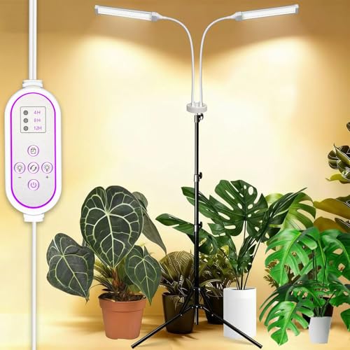 Secefeao Pflanzenlampen LED Vollspektrum 210 LEDs, Pflanzenleuchte Pflanzenlicht mit Ständer Pflanzen LED Wachstumslampe für Pflanzen mit Zeitschaltuhr 3 Farbmodi 10 Lichtstärken (210 LEDs Stand)