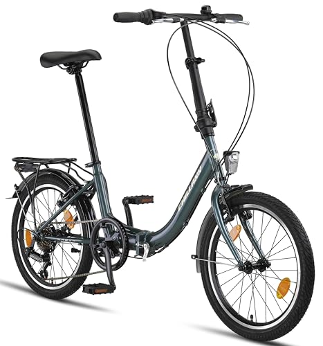 Chillaxx Bike URBAN 20 Zoll Faltrad, Klapprad, 6 Gang Schaltung, Licht, Quick-Fold-System, leichtes Klappfahrrad,Gepäckträger, Folding (Dunkelgrün)