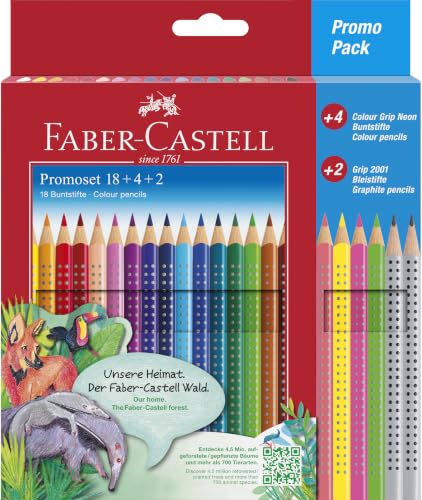 Faber-Castell - Buntstifte Set, 24 Farben mit Neonfarben