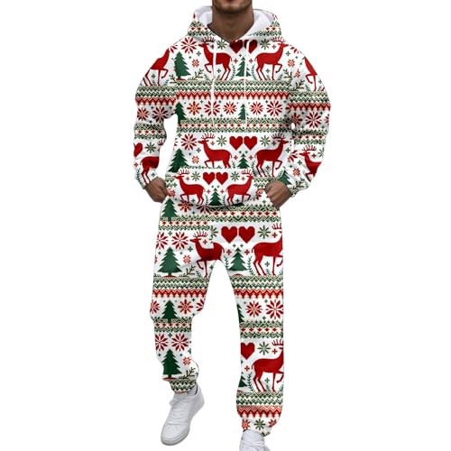 Weihnachtsanzug Herren Jogginganzug Set 2 Teilig Weihnachts 3D Druken Tracksuit Baggy Winter Weihnachtsoutfit Weihnachten Festlich Trainingsanzug Lustig Streatwear Trainingsanzüge Für Herren