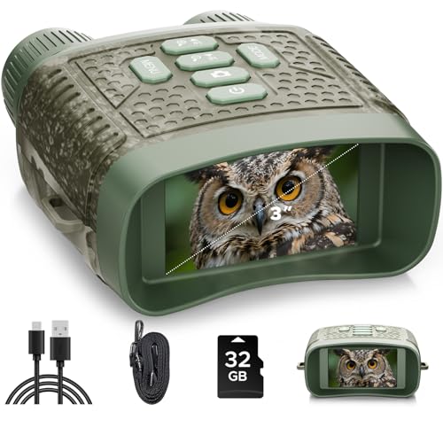 Nachtsichtgerät 4K UHD 48MP Infrarot-Fernglas mit 10X Digitalzoom, Reichweite bis 400m, 5000mAh Akku, inkl. 32GB TF-Karte, für Vogelbeobachtung, Wildtierbeobachtung, Camping & Sicherheit