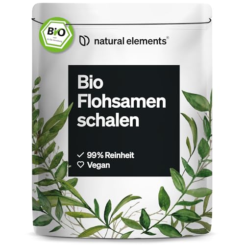 natural elements Bio Flohsamenschalen – 500g Beutel – 99+% Reinheit, biozertifiziert, vegan – Low-Carb, ballaststoffreich, glutenfrei – ohne unnötige Zusätze, laborgeprüfte Qualität