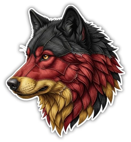 Samunshi® Wolf Deutschland Aufkleber Denkmal Car Decal Sticker für Mofa Roller oder Auto Sticker Fahrrad Mtb 14x15cm