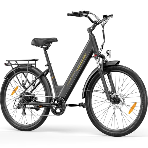 Junglor E-Bike 27,5 Zoll, 250W Motor 25 km/h e-Bike, 36V 15,6Ah Akku, bis 100 km Reichweite, Scheibenbremsen, Federgabel, 7-Gang E-Fahrrad, LCD-Display, Elektrofahrrad für Damen und Herren
