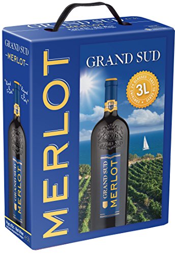 Grand Sud - Merlot aus Süd-Frankreich - Sortentypischer Trocken Rotwein - Großpackungen Wein Bag in Box 3l (1 x 3 L)