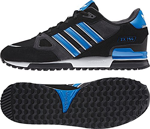adidas Originals ZX 750 M18260 Unisex - Erwachsene Laufschuhe, Schwarz (Black 1 / Bluebird / Running White Ftw), 42