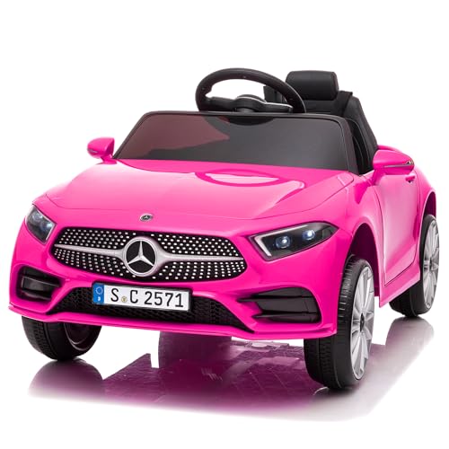 LEADZM Kinder Elektroauto Mercedes Benz CLS 350 mit 12V Kinderauto Elektrisch 2,4G-Fernbedienung, Elektrofahrzeuge 2-türig mit MP3, Musik, Hupe, LED-Leuchten (CLS Rosa)