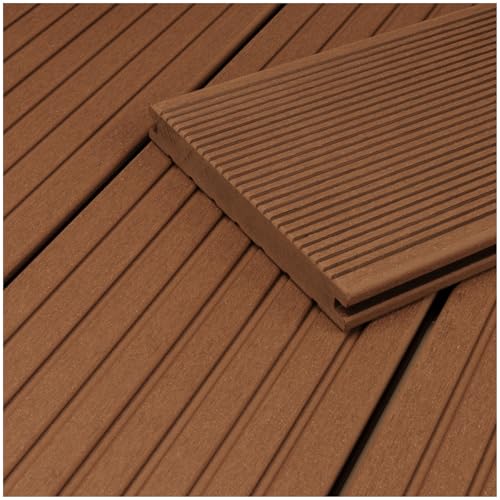 HORI WPC Terrassendielen Komplettset Massiv Diele BPC Komplettbausatz Inkl. Unterkonstruktion & Clips Wetterfest, pflegeleicht & rutschhemmend