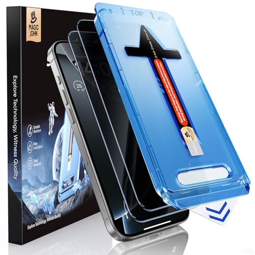 MAGIC JOHN 2 Stück für iPhone 16 Pro Max für Sichtschutzfolie (6,9 Zoll) , 28-Grad-Schutzwinkel-Einfaches, 9H, Auto-Dust-Eliminierung, Bläschenfrei, Einfache Installation