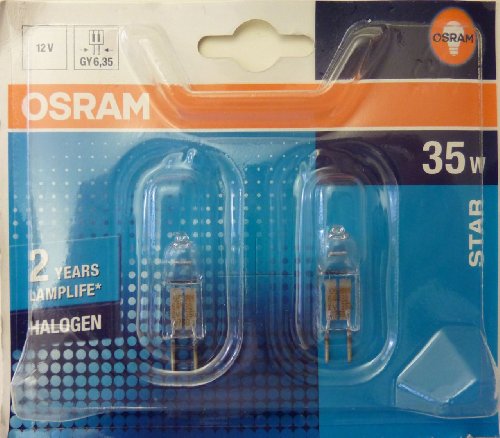 Osram HaloStar Halogen-Niedervoltlampe, GY6.35-Sockel, dimmbar, 12 Volt, 35 Watt - Ersatz für 50 Watt, Warmweiß - 2900K, 2er-Pack