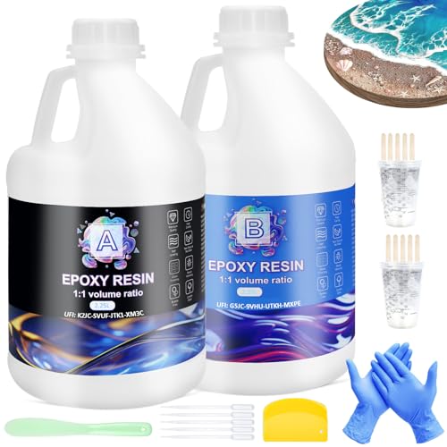 Ghguole Epoxidharz Set-4.5 L Epoxidharz mit Härter 1:1 für Anfänger,Kristallklares Gießharz mit Farben,Glitzer für Holz,Gussbeschichtung Holz,Schimmelguss,DIY Dekoration