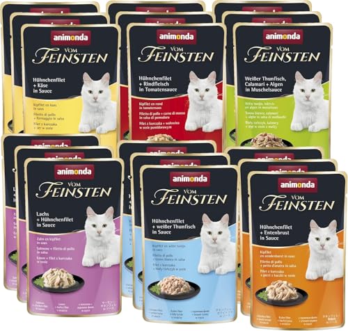 animonda Vom Feinsten Adult Filet Kreationen (18 x 50 g), Nassfutter für ausgewachsene Katzen, Katzenfutter mit Filets in delikater Sauce, Katzennassfutter ohne Getreide und Zucker