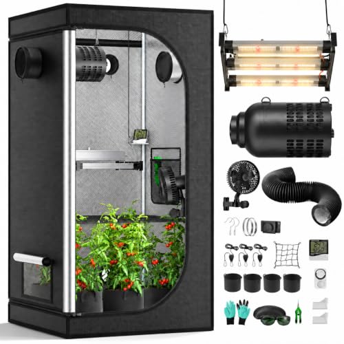 160x80x80cm Growzelt Komplettset mit Y1500 LED Vollspektrum Grow Lampe