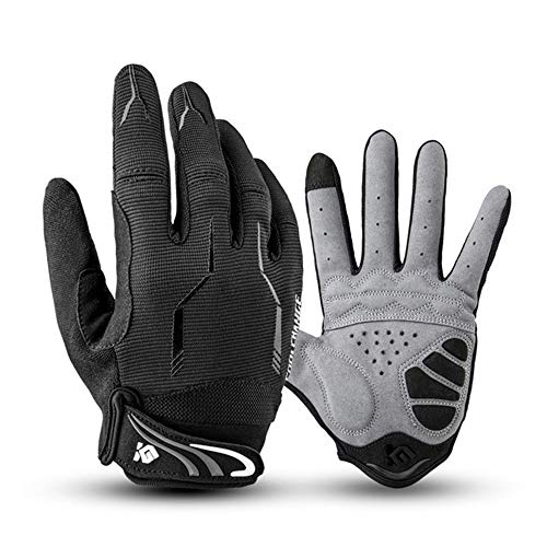 I Kua Fly Vollfinger Fahrradhandschuhe Männer Touchscreen Kompatibel MTB Handschuhe mit Gel für Herren Damen (Schwarz, XL)