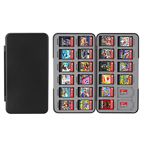 Vicloon Aufbewahrungsbox für Switch Spielkarten Kompatibel Nintendo Switch OLED Modell/Switch Lite,24 in 1 Game Card Genrics Speicherkarten Spiele Tasche Organizer für Switch Spielkarte - Schwarz