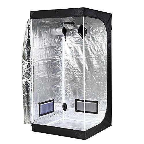 iPower Hydroponic wasserfeste Zelt-Werkzeugtasche Growzelt Grow Tent und Bodenablage Licht und Zimmerpflanze Wachsen, schwarz und silber, Wachstumszelt - 80 x 80 x 160 cm