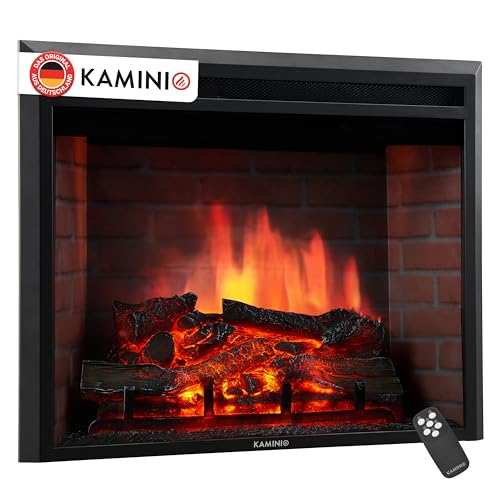 KAMINIO Elektrokamin Luca - Elektrischer Einbaukamin mit Heizung, 3D-Flammeneffekt, 12 Flammenfarben, Fernbedienung - 30 Zoll