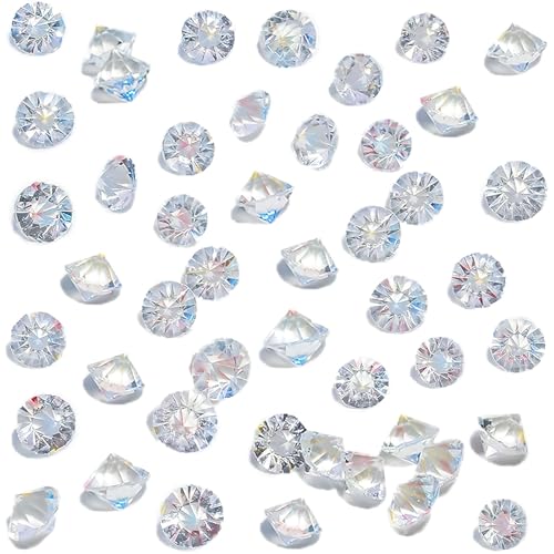 HAKACC 500 Stück Glas Deko Diamanten, 10mm Brillanten Glasdiamanten Klare Kristalledelsteine für Hochzeit Gunst Tabelle Mittelstück