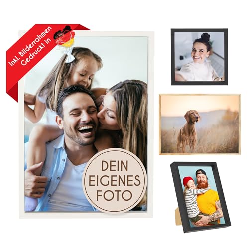 Wackadoo personalisiertes Geschenk mit Bilderrahmen, Fotodruck Bild zum Muttertag, Vatertag, Hochzeitstag, valentinstag geschenke für ihn sie, Familienfotos, Poster mit Wunschmotiv, eigenes Foto