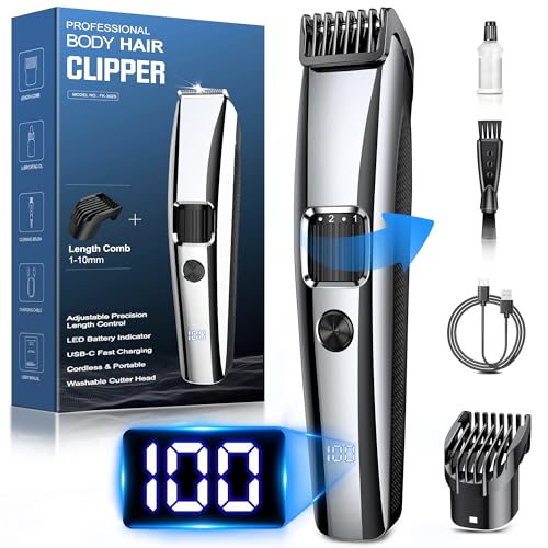 Barttrimmer Herren,Rasierer Herren Elektrisch mit Batterieanzeige, Bartschneider Trimmer Haarschneider mit ZoomRad(1-10mm),Gesichtshaartrimmer Intimrasierer Shaver,Full Body Hair Groomer für Männ,USB