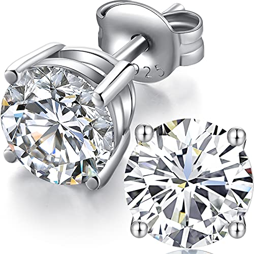 Ohrstecker Silber 925 Herren Diamant Ohrstecker Men Silver Earrings Herren Diamant Ohrringe Weißgold Zirkonia Nickelfrei Männer Ohrringe CZ