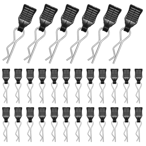 Coco Berming 30 Stück Rc Auto Clips, Schwarz Rc Karosserie Clips, Körper Shell Pin Bent Springy für Ferngesteuerte Automodelle in Verschiedenen Maßstäben (Schwarz)