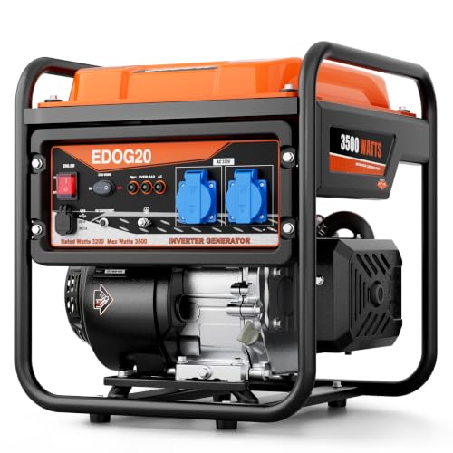 Stromerzeuger Benzin 3500W, Inverter Stromgenerator, mit 2x 230V und USB 4-Takt 212 cc Tragbar Generator Notstromaggregat 10 L Tank für Notstrom, Camping & Zuhause, Leiser Stromerzeuger mit ECO-Modus