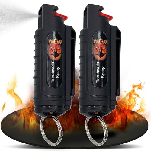 2 x Wilhelm Pfefferspray 16 ml Schlüsselanhänger schwarz Tierabwehr Selbstverteidigung CS Gas KO Spray hochdosiert (ca. 2 Mio. Scoville) effektives Verteidigungsspray