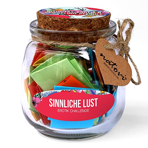 Natovi® Erotische Paar Challenge Losbox - Sex Spiel mit 52 Erotik Aufgaben aus Tantra & Kamasutra - Partner Geschenke zum Geburtstag, Jahrestag & Valentinstag für sinnliche Paarzeit!