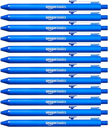 Amazon Basics Einziehbarer Kugelschreiber - Blau - 12er-Pack