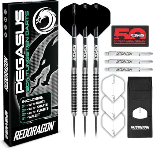 RED DRAGON Darts - Pegasus Dartpfeile Profi 80% Tungsten Darts Set | Erhältlich mit Dartpfeile Metallspitze 23g Steeldarts | Dart Pfeile mit Flights, Schäften & Etui