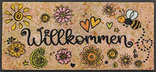 wash+dry Fußmatte, Bring Glück herein 35x75cm, innen und außen, waschbar