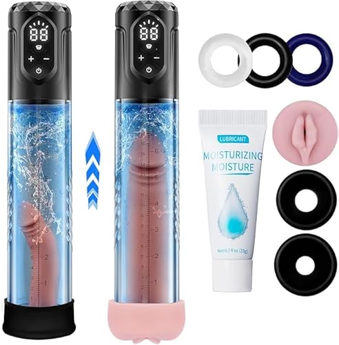 Penispumpe zur Penisvergrößerung-Multifunktionales Sex Spielzeug für die Männer mit Mini-Taschenmuschi, Penis Pumpe Masturbieren für Männer mit 5 Saugstufen 5 Trainingsmodi,Sex Toys mit 8-teiligem Set