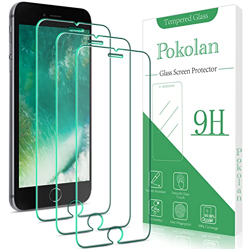 Pokolan 3 Stück Schutzfolie für iPhone 8 Plus, 7 Plus, iPhone 6s Plus, iPhone 6 Plus, Frei von Kratzern,9H Härte, HD Displayschutzfolie, 0.33mm Ultra-klar, Blasenfrei, Einfacher Montage
