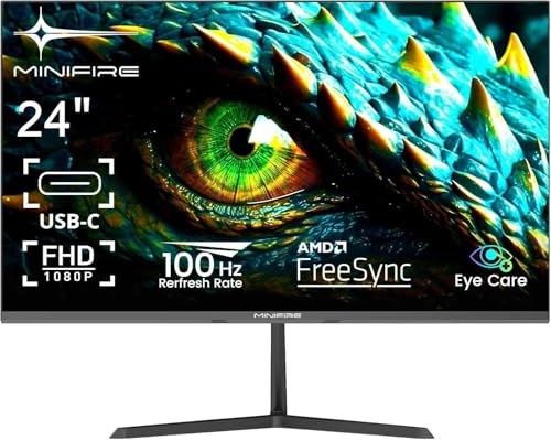Minifire 24 Zoll Monitor, 100Hz, Full HD 1980x1080p,5ms(OD), Adaptive-Sync, sRGB110%, Eye-Care，VESA, PC Bildschirm mit HDMI USB-C Ports - MF24X3AL