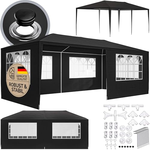 CASARIA® Pavillon 3x6m UV-Schutz 18m² Dachösen Wasserabweisend 6 Seitenteile Stabil Festival Festzelt Partyzelt Fenster Gartenzelt Anthrazit
