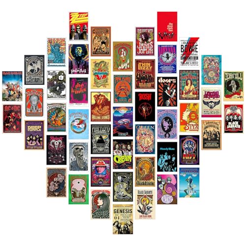 BDSHUNBF Vintage Wand-Collage-Set, Rockband-Poster für das Zimmer, Retro-Konzertalbum-Ästhetik der 90er Jahre, Wanddekoration (10,2 x 15,2 cm)