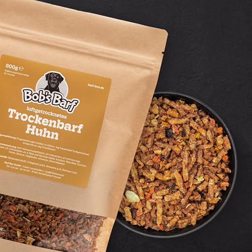TrockenBARF Huhn 100 g | Luftgetrocknetes Barf für Hunde | 80% Huhn mit Innereien | Ohne Tiefkühlung | Trocken oder eingeweicht | Ideal für Urlaub, Reisen & Camping