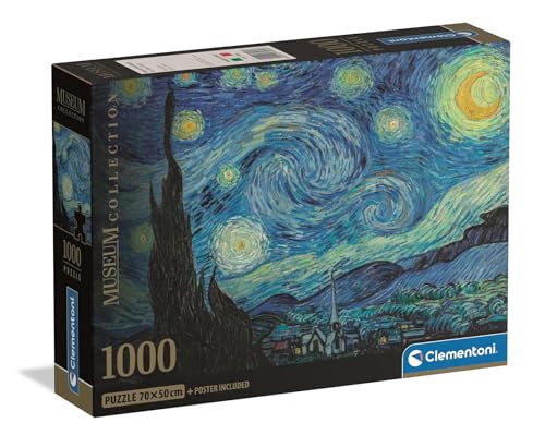 Clementoni Puzzle Collection -Museum The Starry Night Van Gogh 1000 Stücke, Compact Box - Puzzle für Erwachsene 14-99 Jahre, Geschenk für Mann und Frau, Made in Italy, 37065
