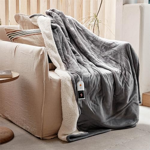 GOTCOZY Heizdecke Wärmedecke 130x180cm mit Abschaltautomatik Grau