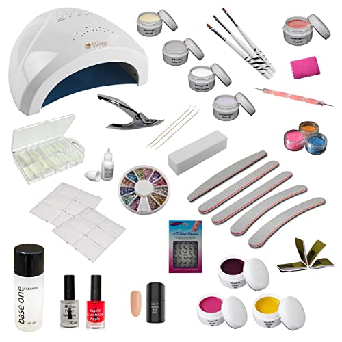 Sun Garden Nails UV Gel Set Starlight - Gelnägel Nagelstudio Starterset - Nageldesign Einsteigerset inklusive UV Gerät Aufbaugel Make Up Gel Versiegelungsgel UV Nagellack Nailart Zubehör