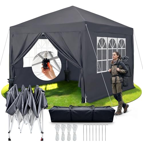 RidgeRover 3x3 Faltpavillon, Winterfest Pop Up Pavillon mit 4 Seitenwänden Wasserdicht & Stabil, Höhenverstellbar – Ideal als Partyzelt, Gartenpavillon & Faltzelt für Camping, Festival und Party
