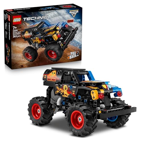 LEGO Technic Monster Jam Grave Digger Feuer und EIS - Monstertruck Modellbau & Konstruktionsspielzeug mit Rückziehmotor - Spielzeug für Kinder, Mädchen & Jungen - Geschenke für Kinder - 42219